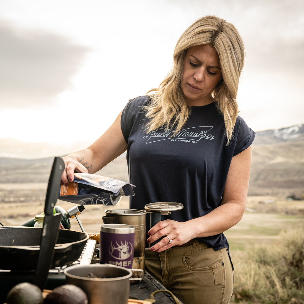 Ladies RMEF Original Rolled Cuffs Tee